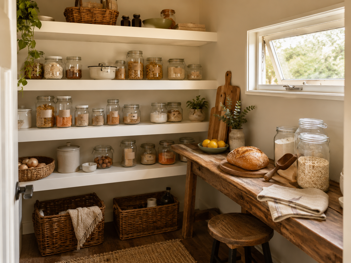 affordable farmhouse pantry organisation 