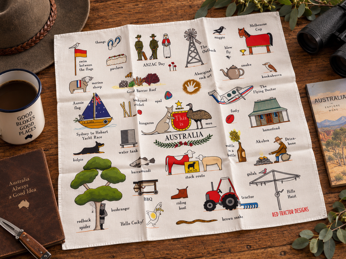 Cotton Handkerchief with Australia theme