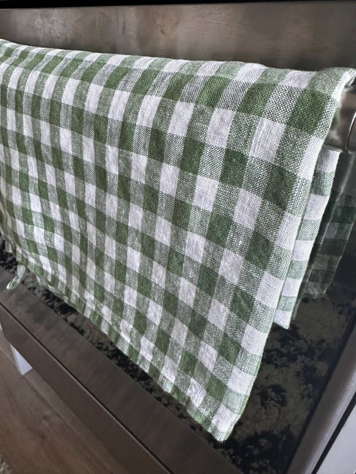 Pure French Flax Linen Tea Towel in Australian Green 