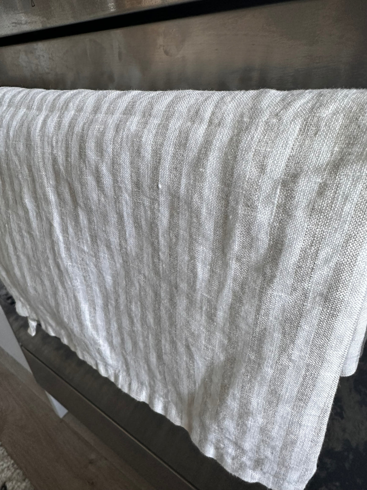 French Linen Tea Towels in Bondi Sand Stripes by the Eumundi Trading Co
