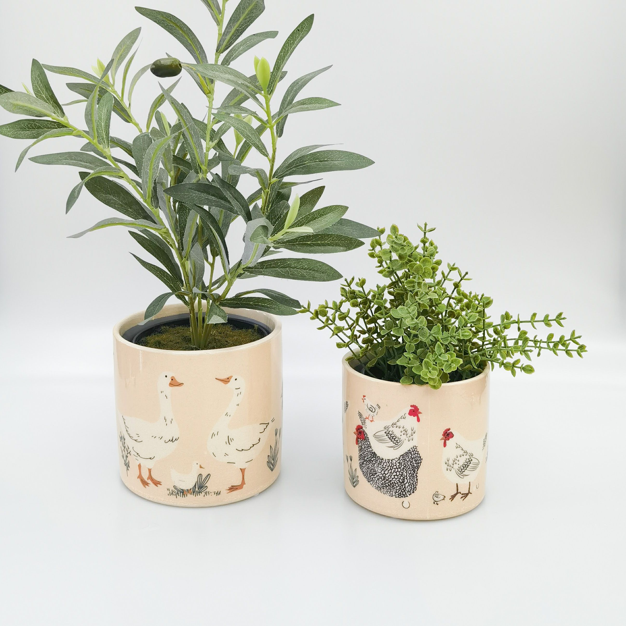 Chicken and friends Ceramic Pot