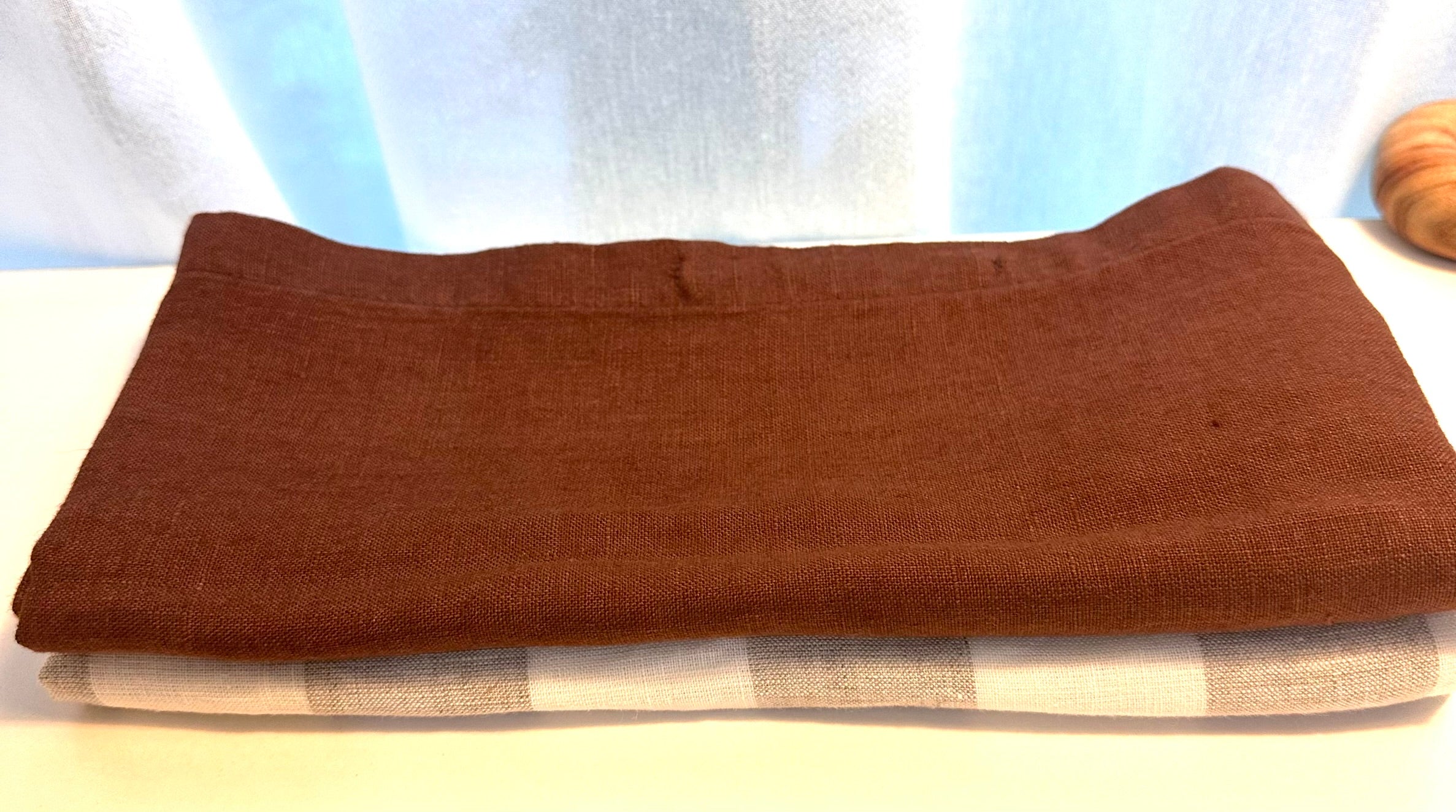 Chocolate checkers french linen tea towels
