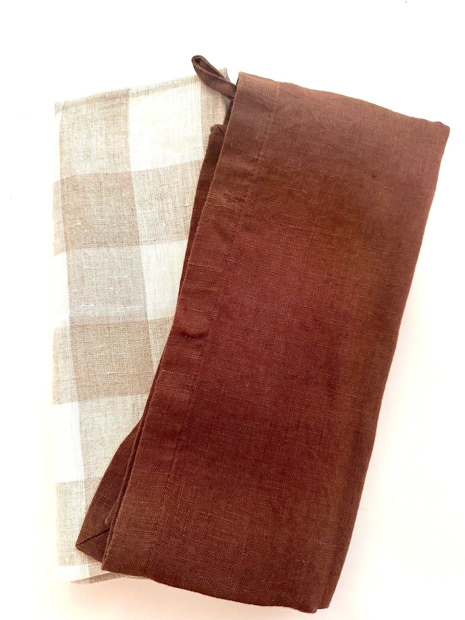 Chocolate checkers french linen tea towels