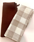 Chocolate checkers french linen tea towels