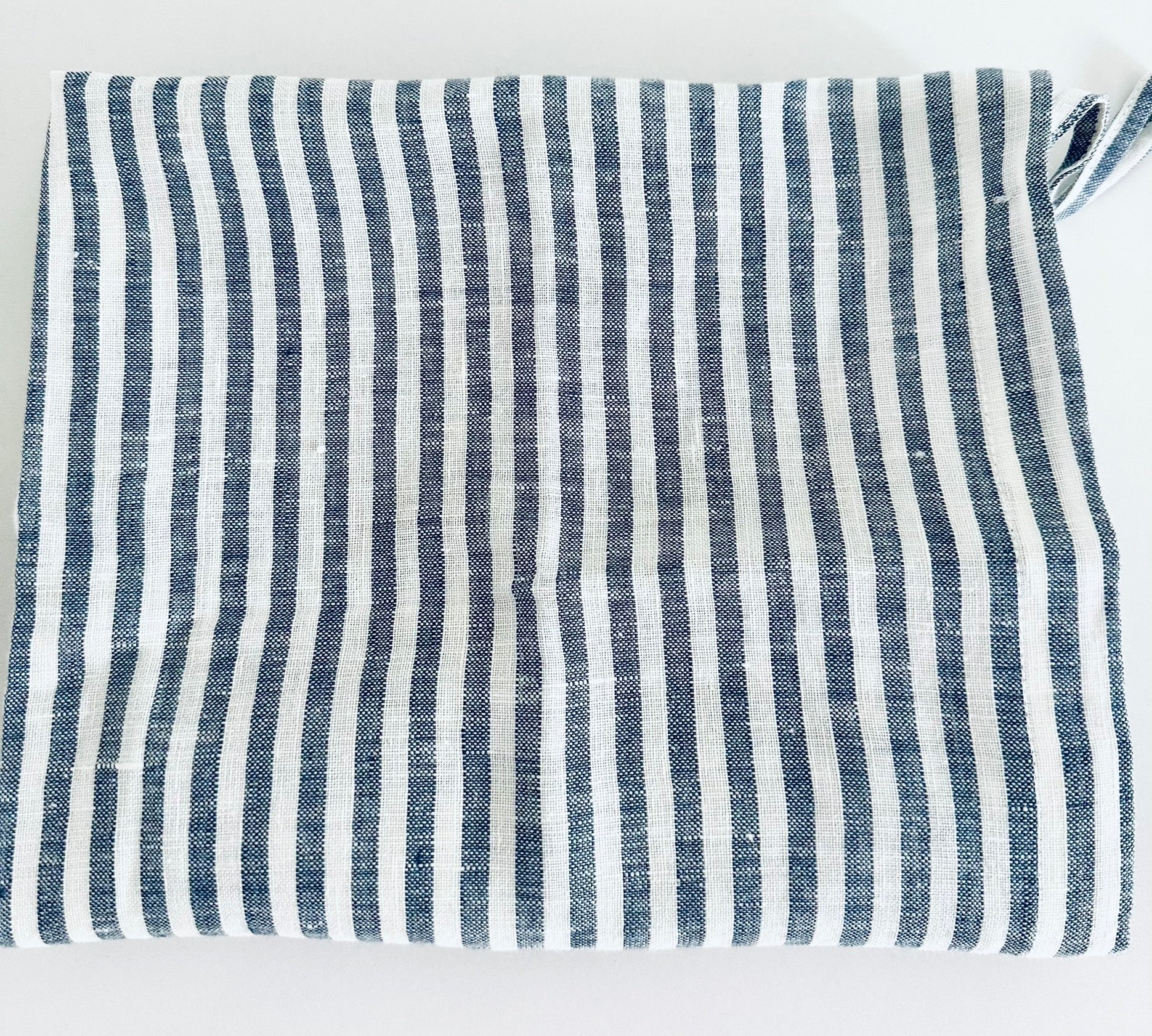 French Linen Tea Towel | Duck Blue Stripes