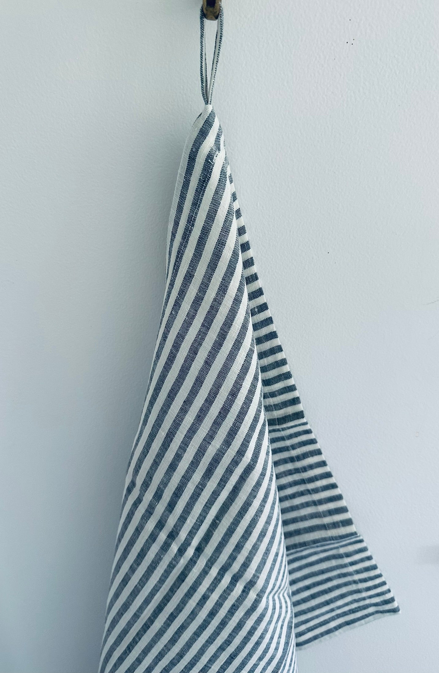 French Linen Tea Towel | Duck Blue Stripes