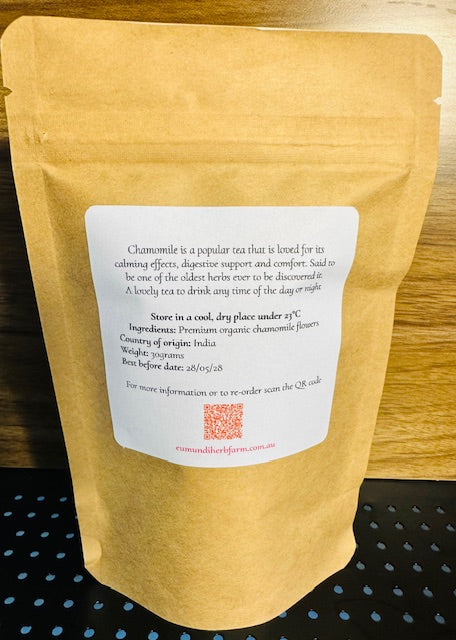 Eumundi Herb Farm chamomile tea pack back