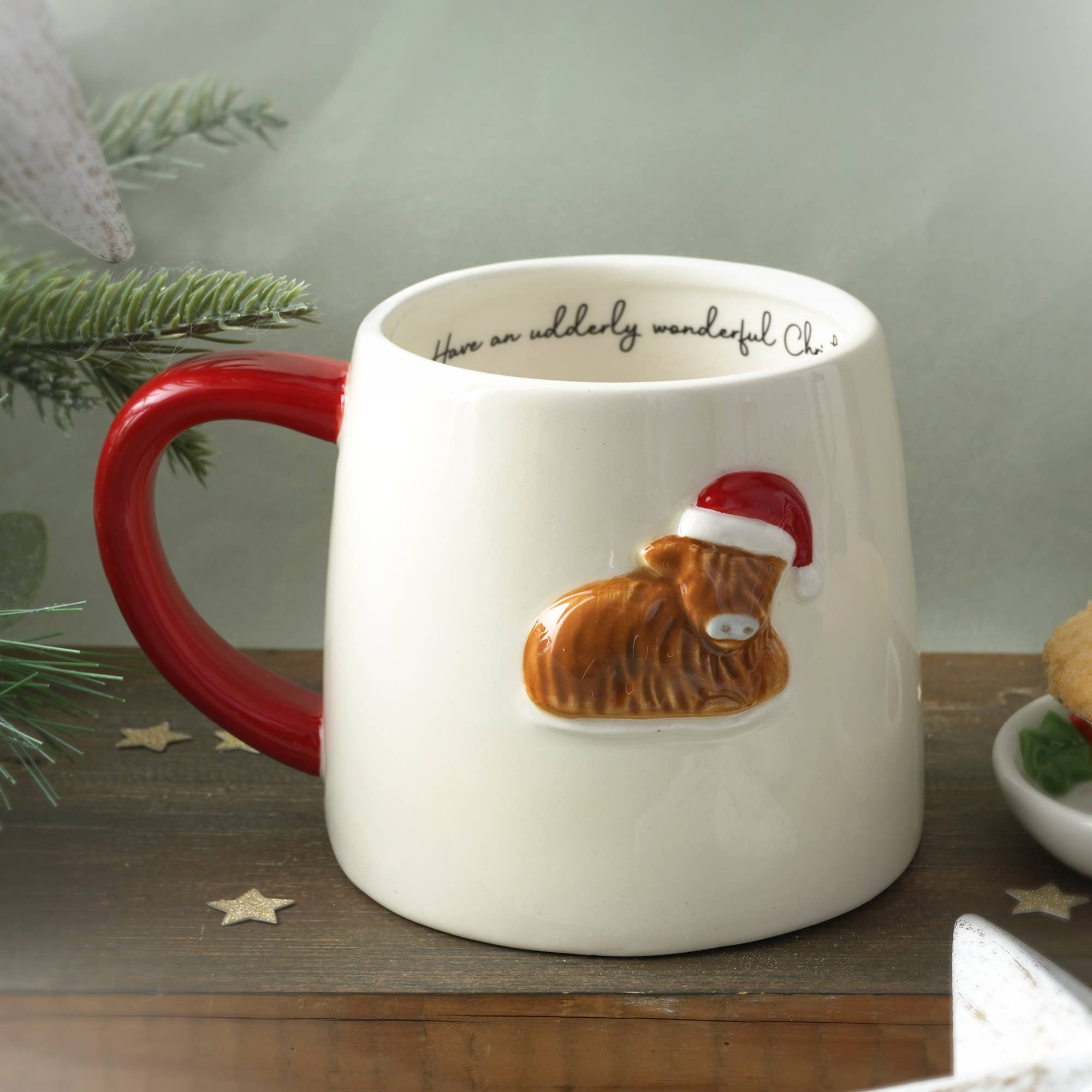 Farmhouse highland cow christmas mug