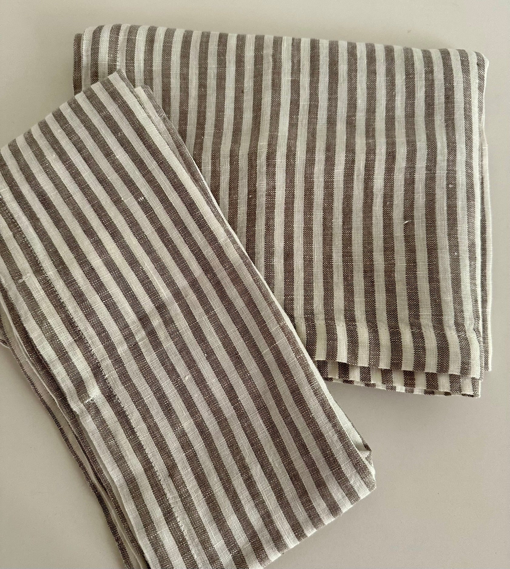 French Linen Tea Towel | Grey Stripe