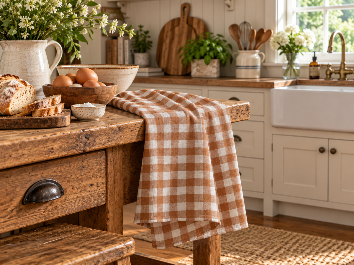French Linen Tea Towel Outback Caramel The Eumundi Trading Co