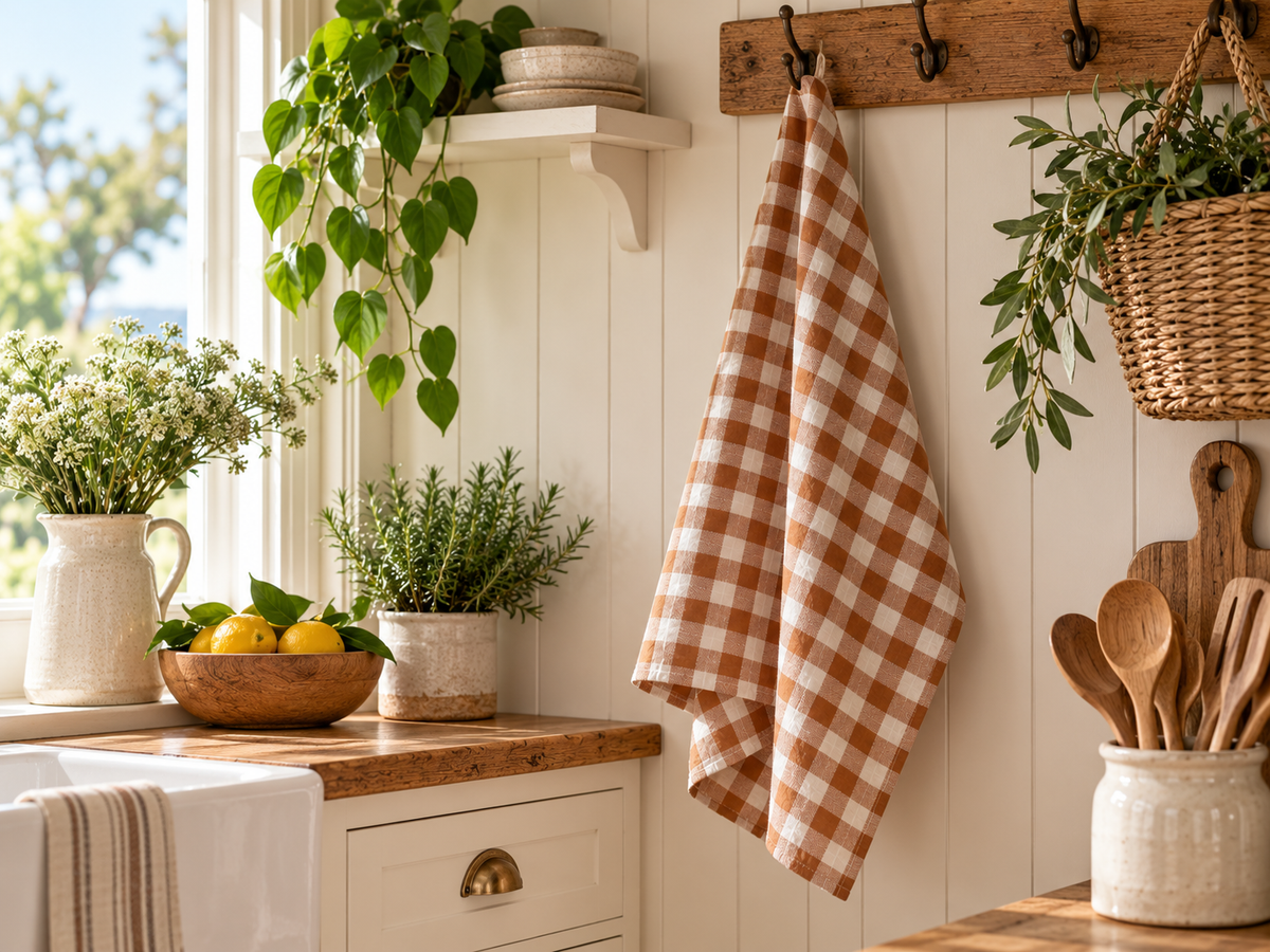 French Linen Tea Towel Outback Caramel The Eumundi Trading Co