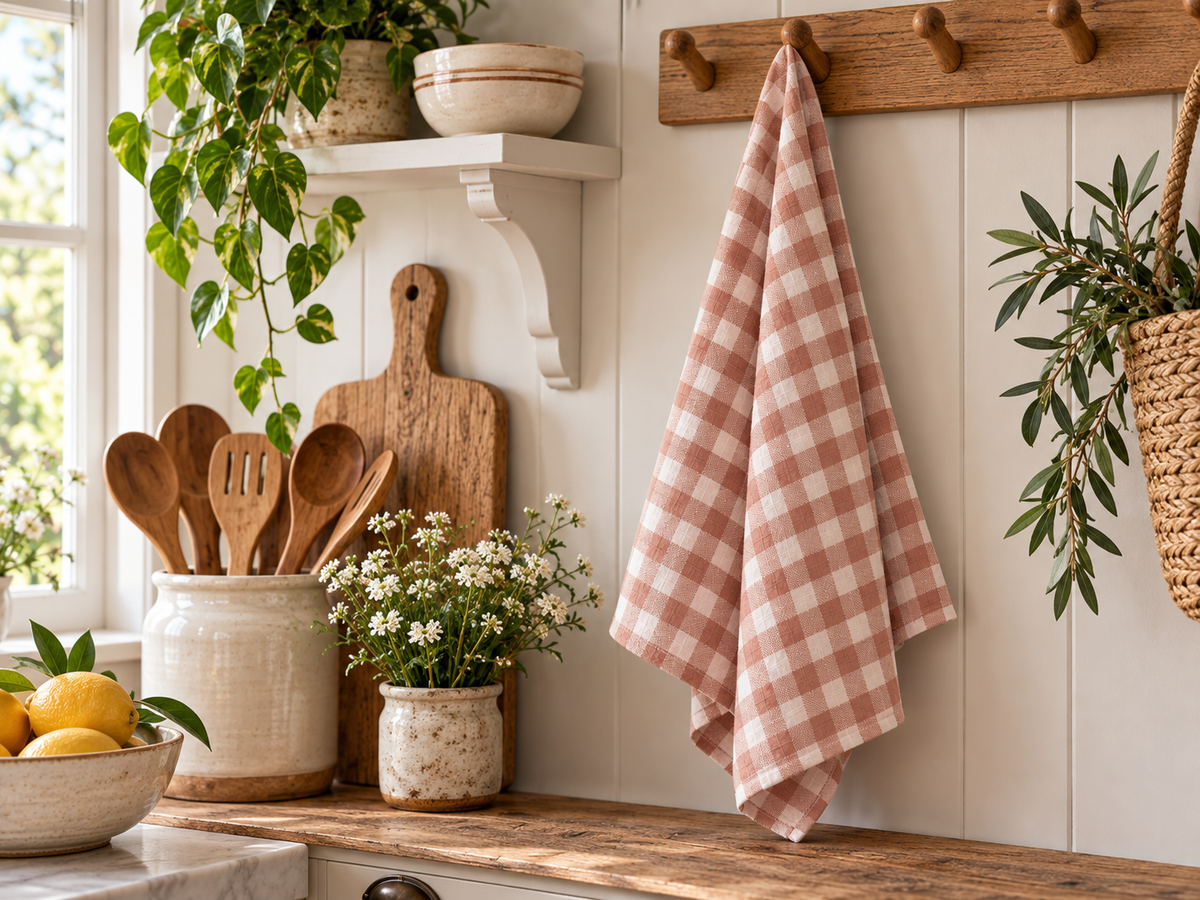 French Linen Tea Towels in Pink Salt by The Eumundi trading Co