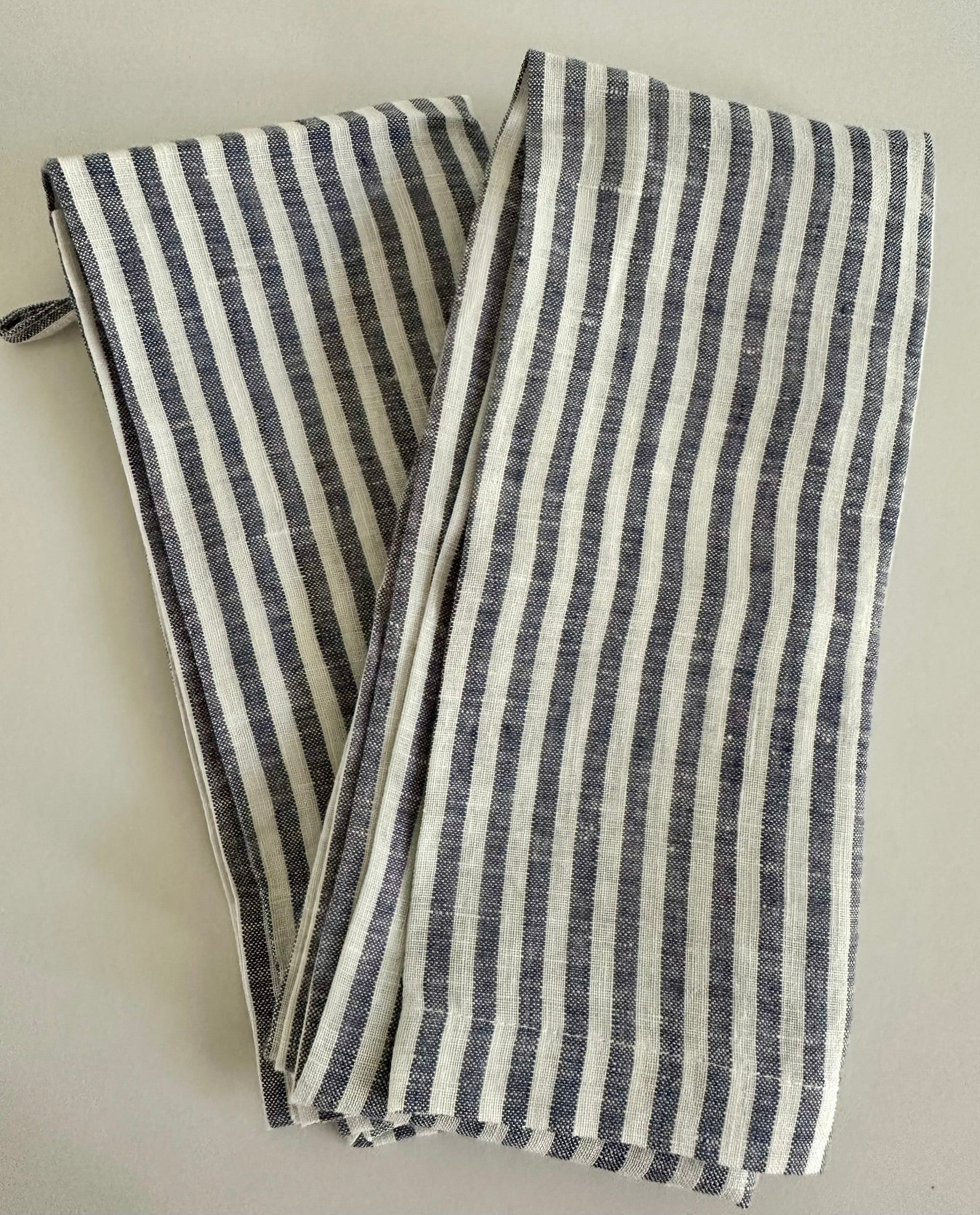 Tea Towel Set | Blue Duck Stripes | Two x French Linen Tea Towels