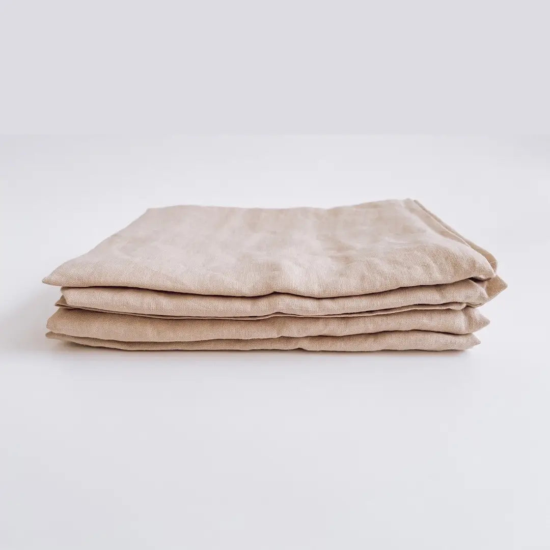 French linen tea towel light clay