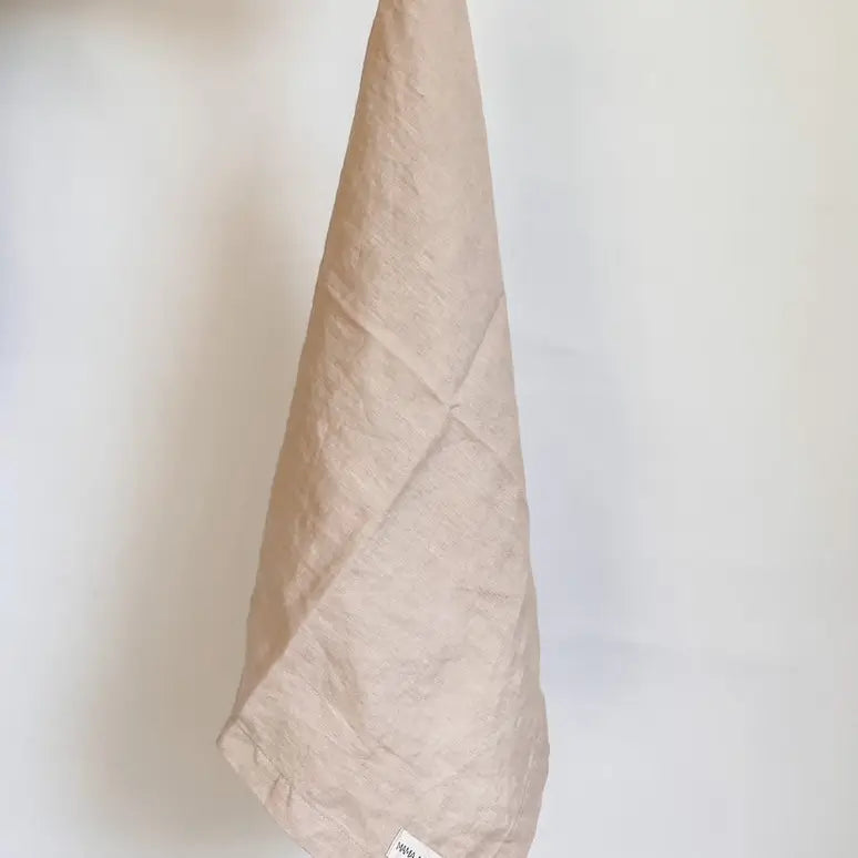 French linen tea towel light clay