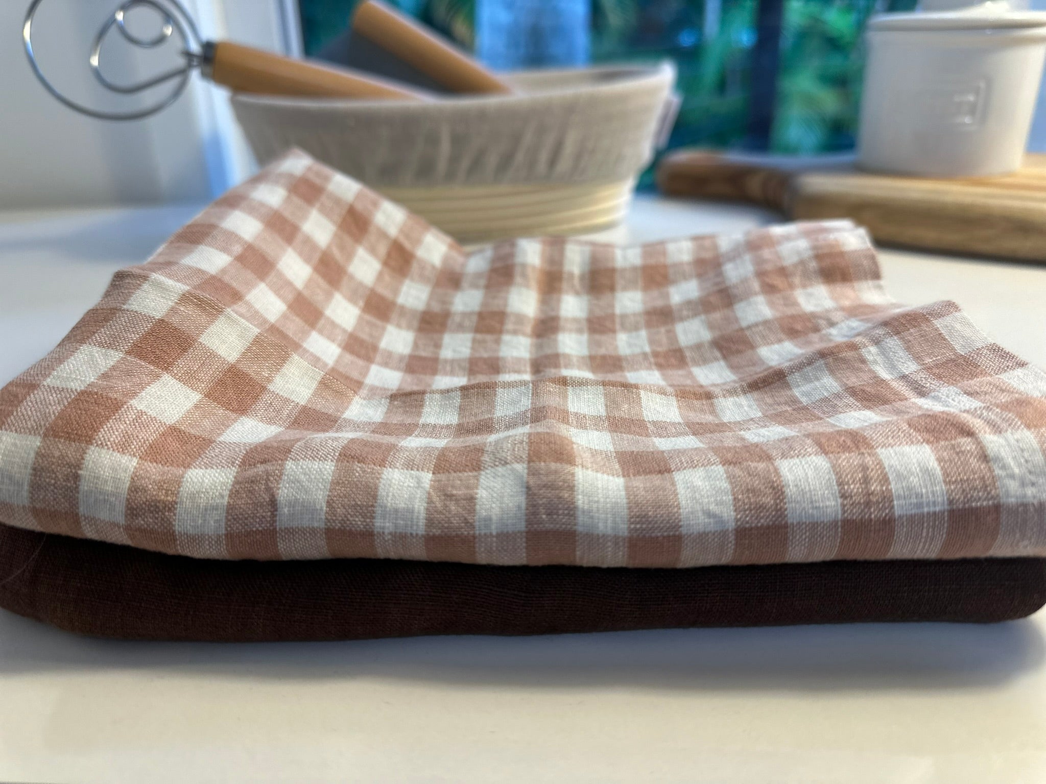 Gingham french linen tea towels