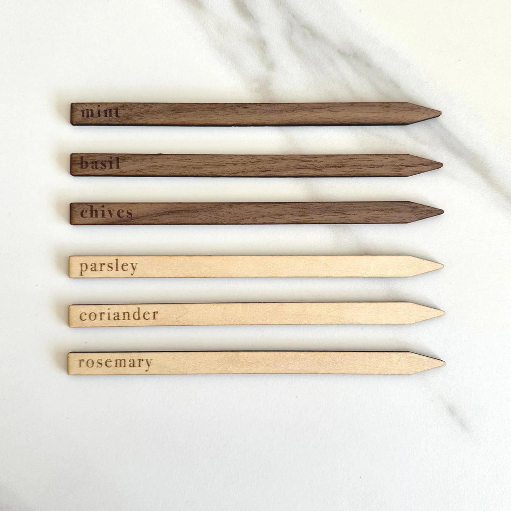 Wooden Herb Plant Markers - Set of 12