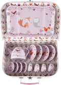 Children's tea set with animal pattern in a suitcase