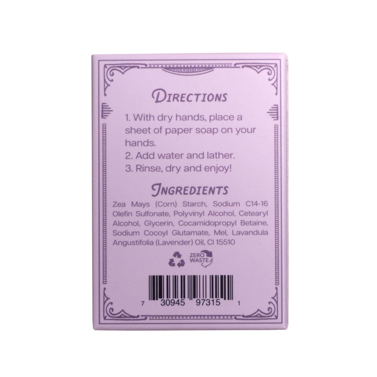 Lavender Honey Paper Soap. Perfect for picnics, purses and travels