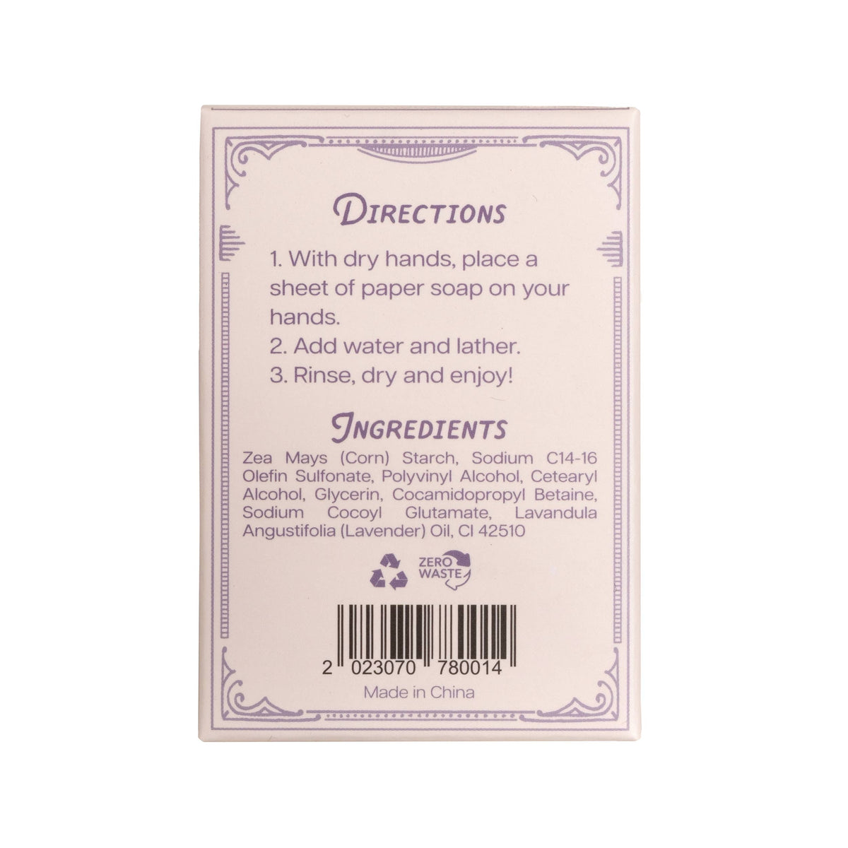 Lavender Scent Paper Soap for Pockets, Purses and Travel