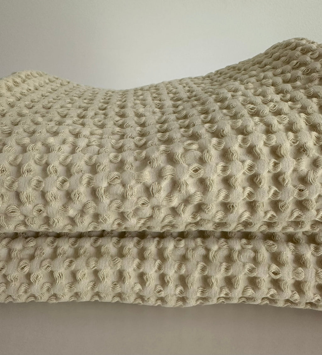 Cotton Waffle Tea Towel | Cream | 100% Organic Cotton