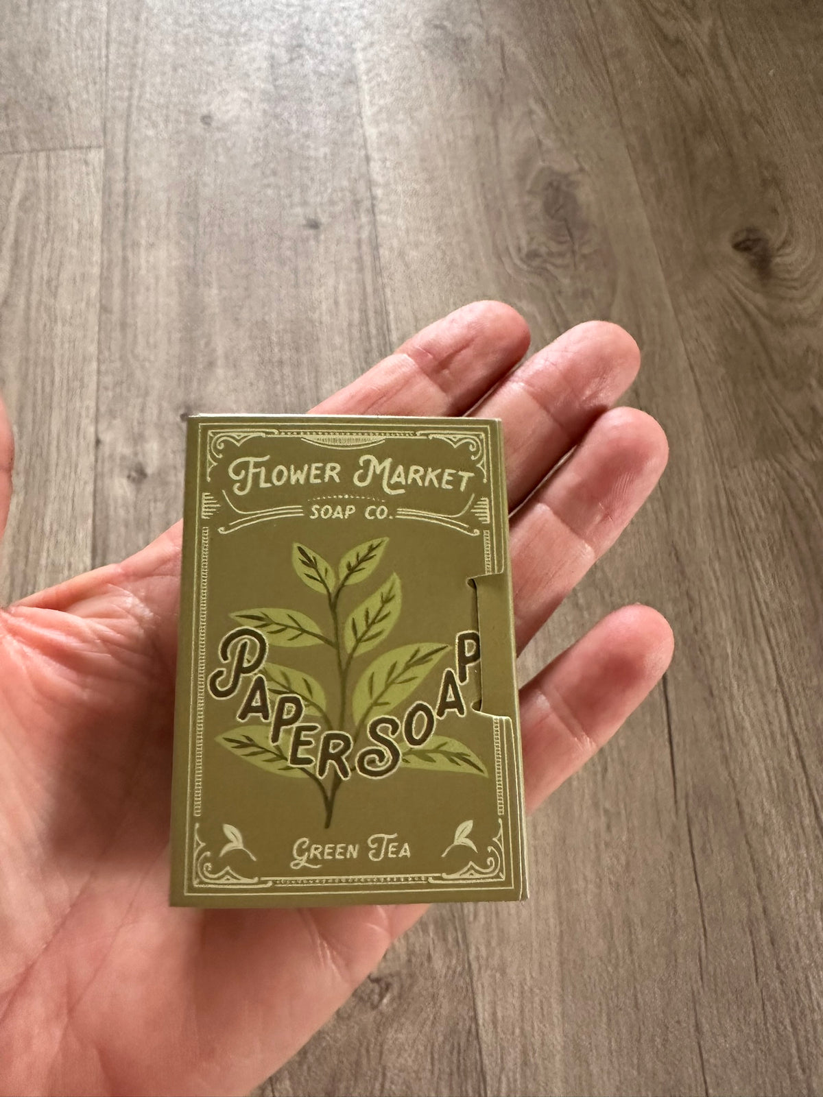 Paper Soap Green Tea Scent. Soap for travelling, picnics and purses