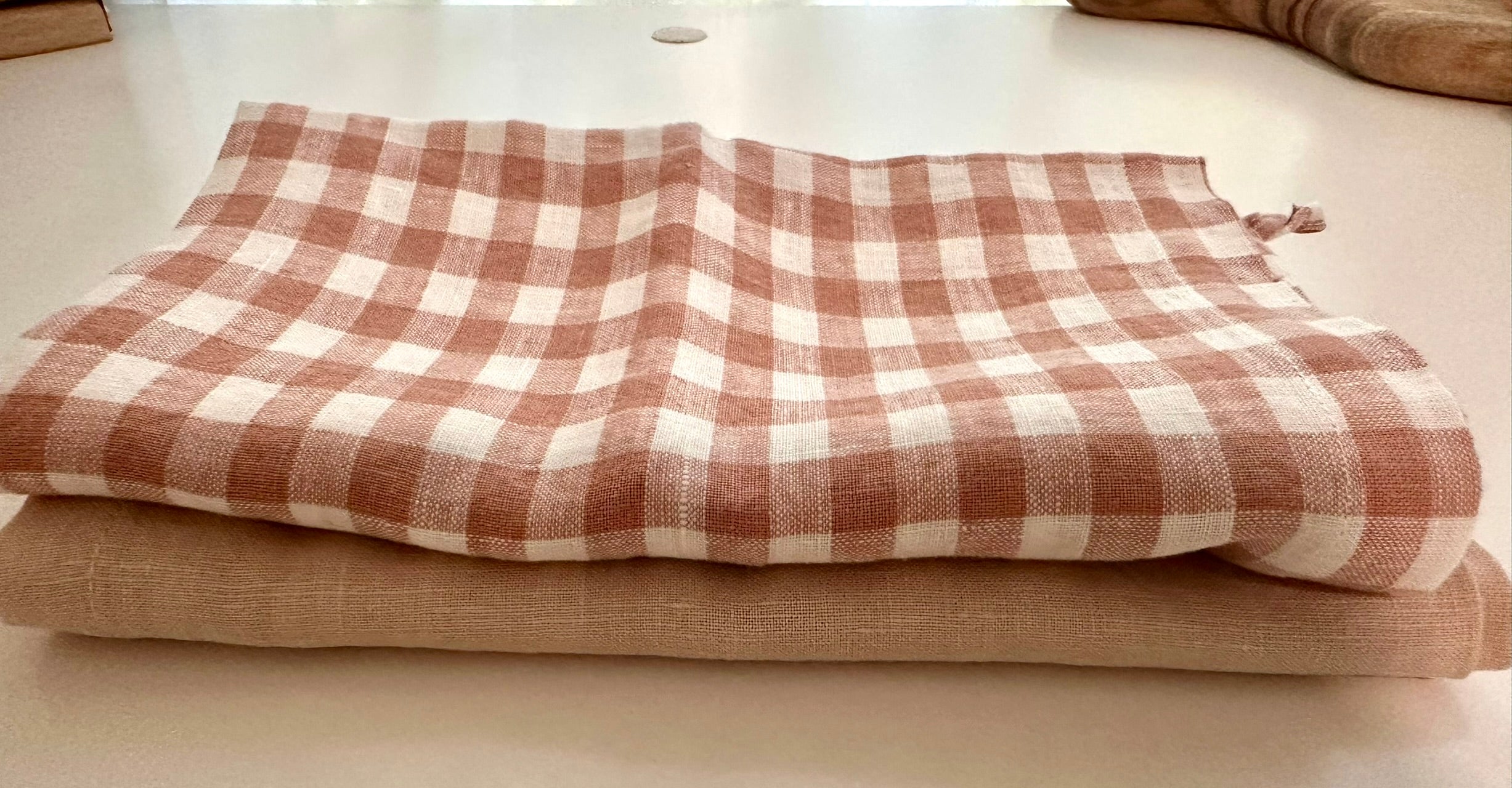 Pink blush french linen tea towels