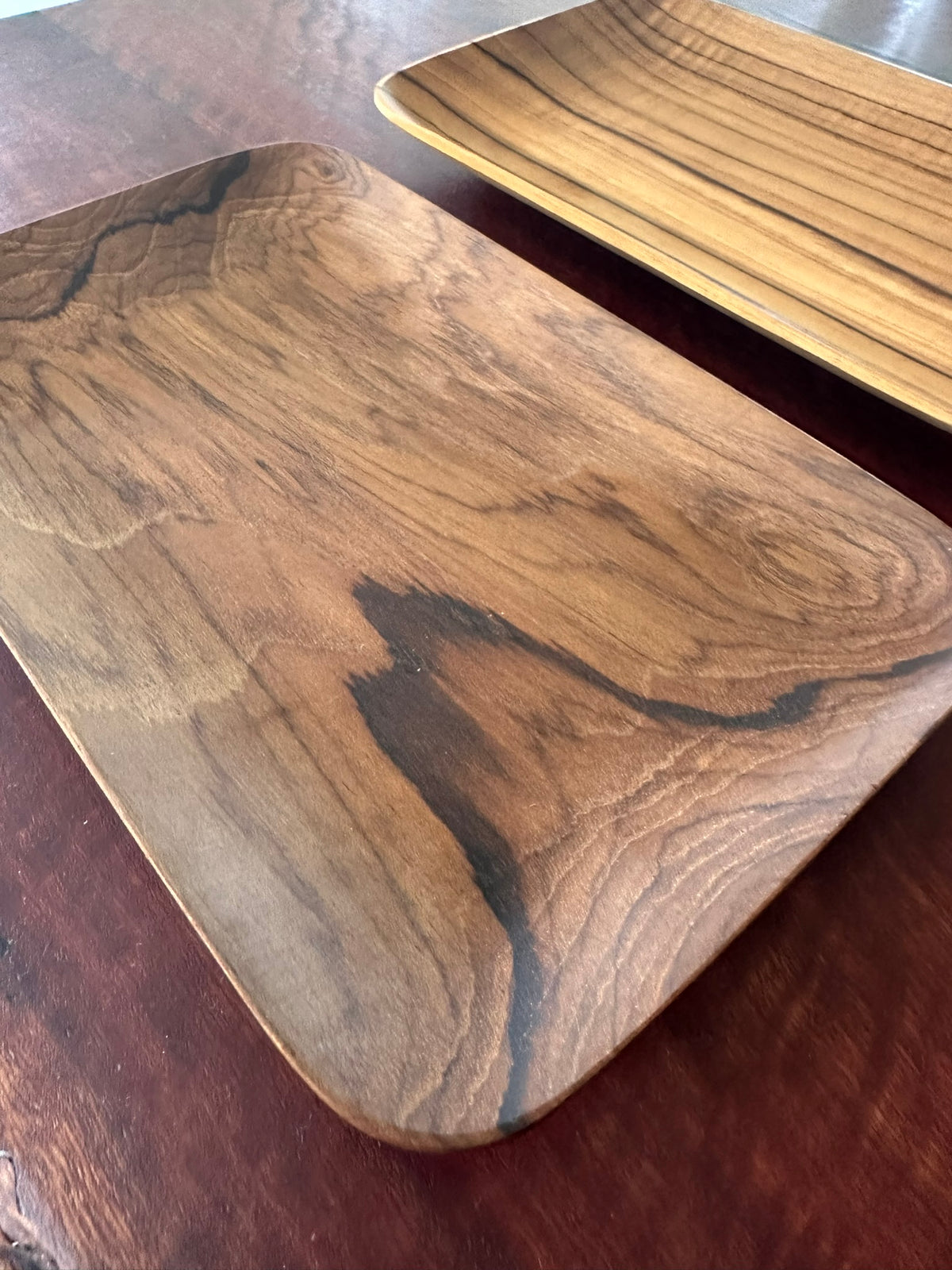 small wooden serving tray and wooden serving platter