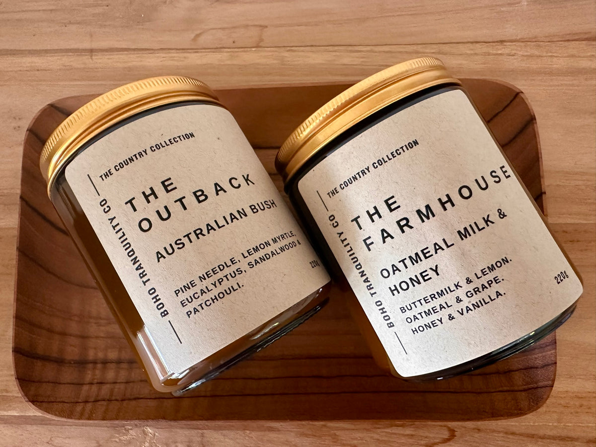 The Outback Candle Christmas Gift Set with The Outback Candle and The Farmhouse Candle by The country collection. 