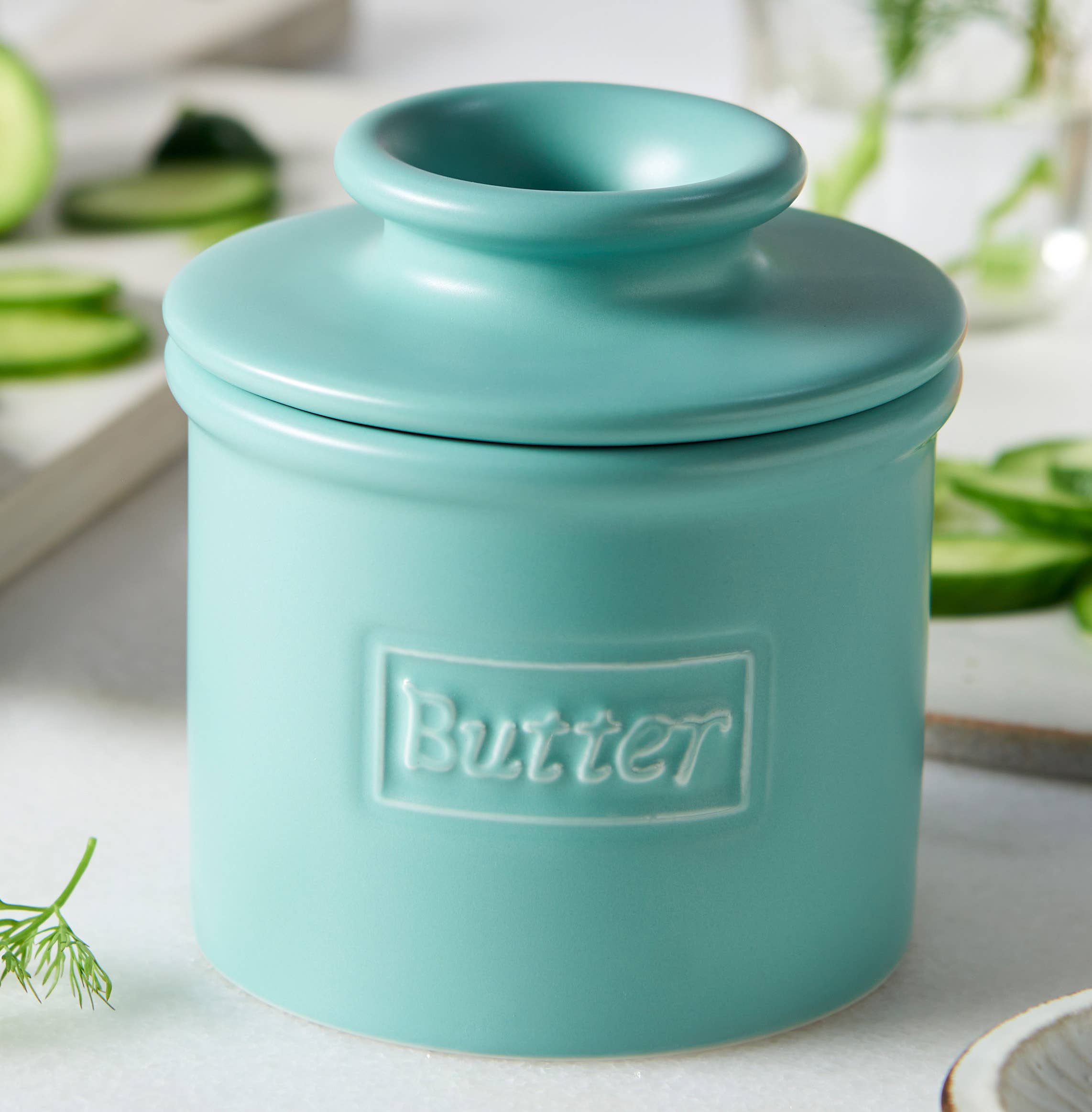 The Original & Best Butter Bell Crock Aqua Matte