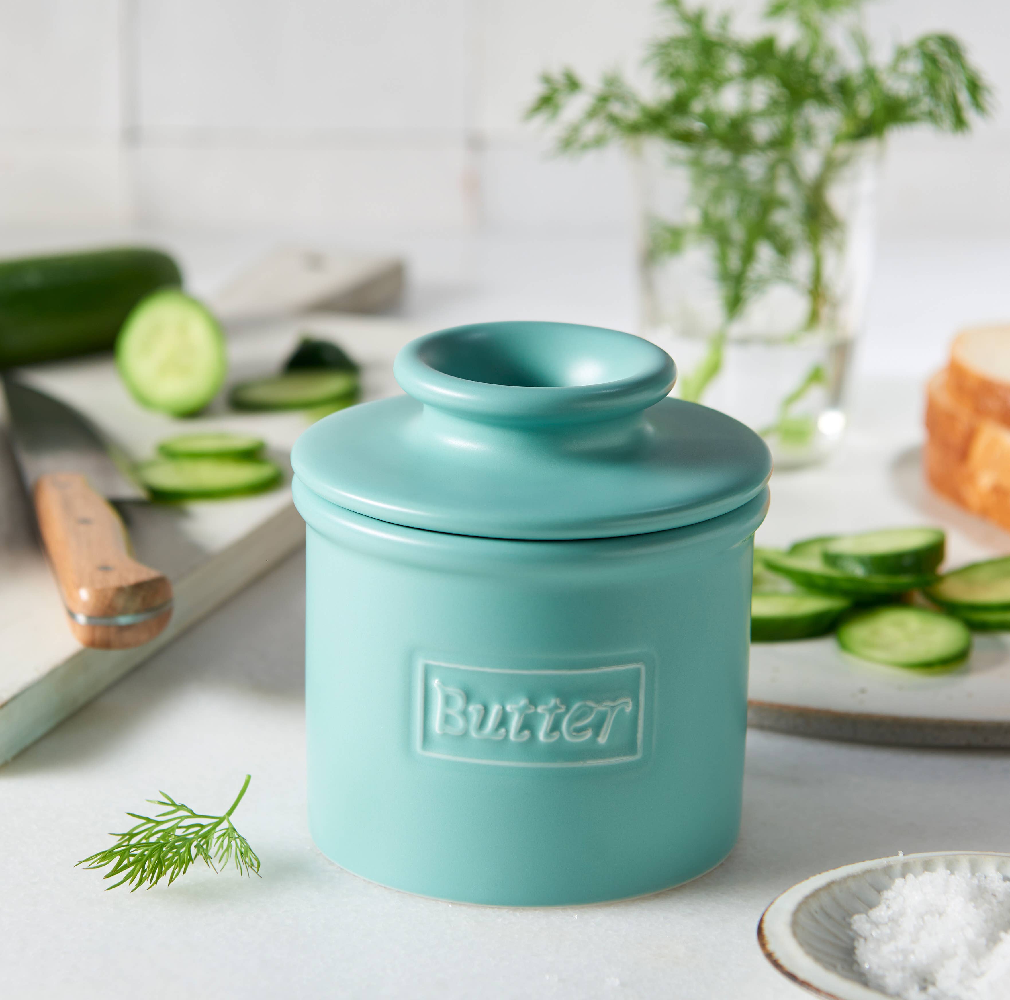 The Original & Best Butter Bell Crock Aqua Matte