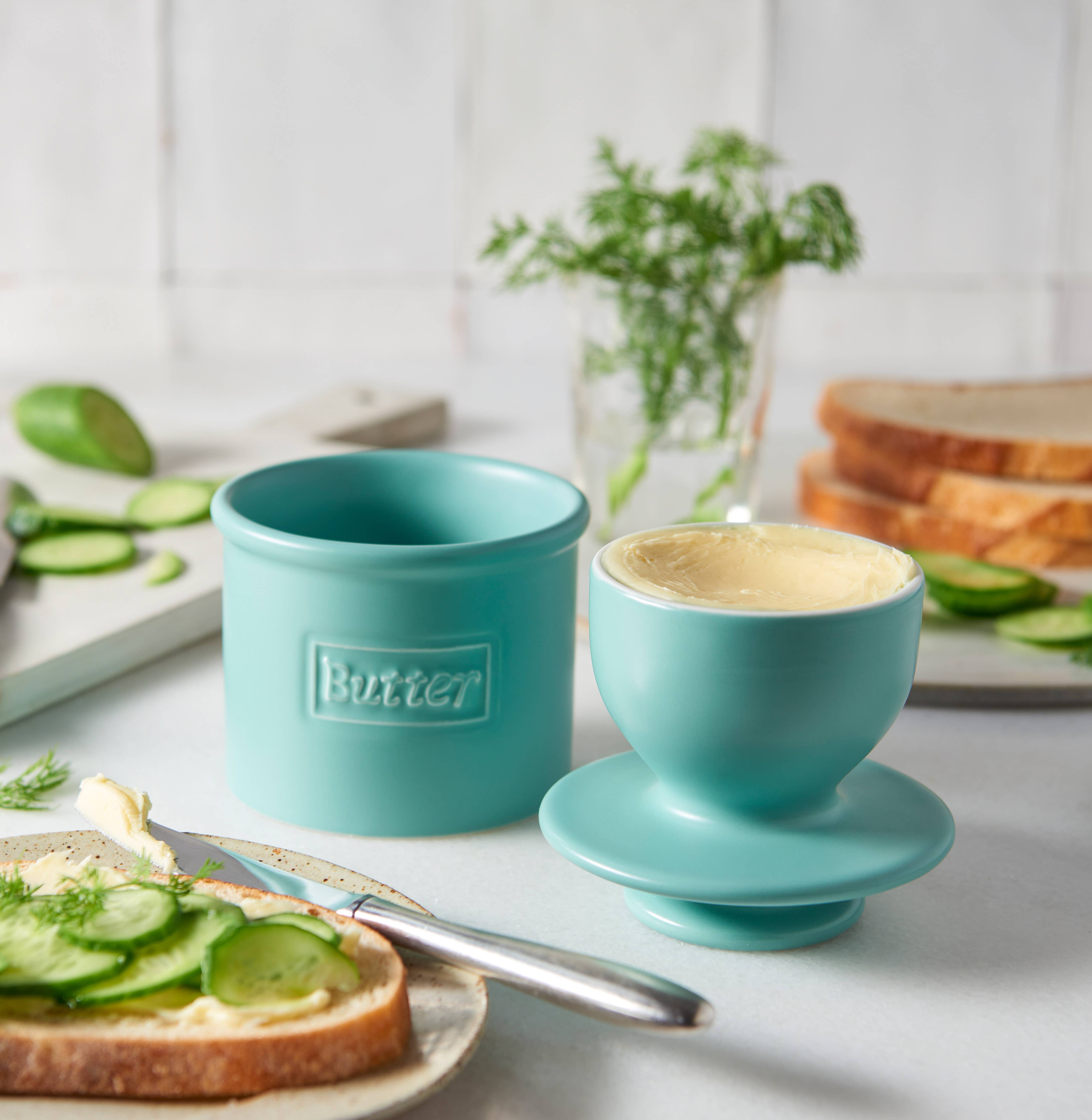 The Original & Best Butter Bell Crock Aqua Matte