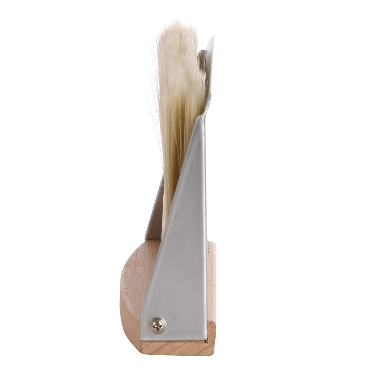 Wooden brush with bristle head on a white background