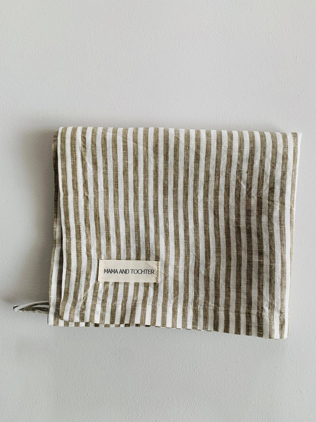 Tea Towel | Pure French Linen - Olive Pinstripe
