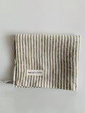 Tea Towel | Pure French Linen - Olive Pinstripe