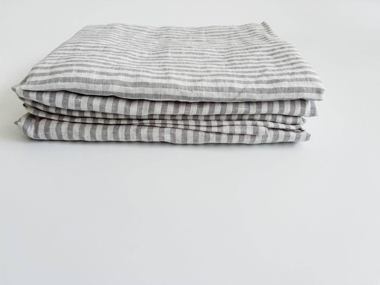 Tea Towel | Pure French Linen - Grey Stripe