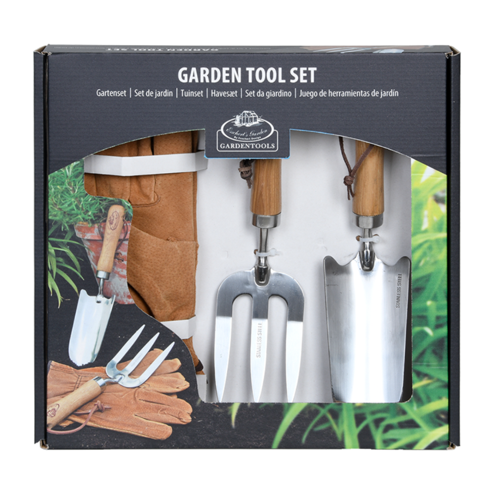Esschert Design garden tool gift set presented for gardeners and plant lovers.