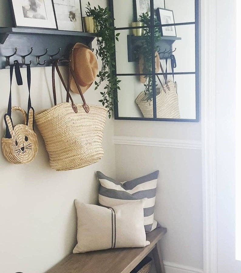 Classic French market tote straw bag – woven natural straw, reusable shopping bag, cottagecore farmhouse style