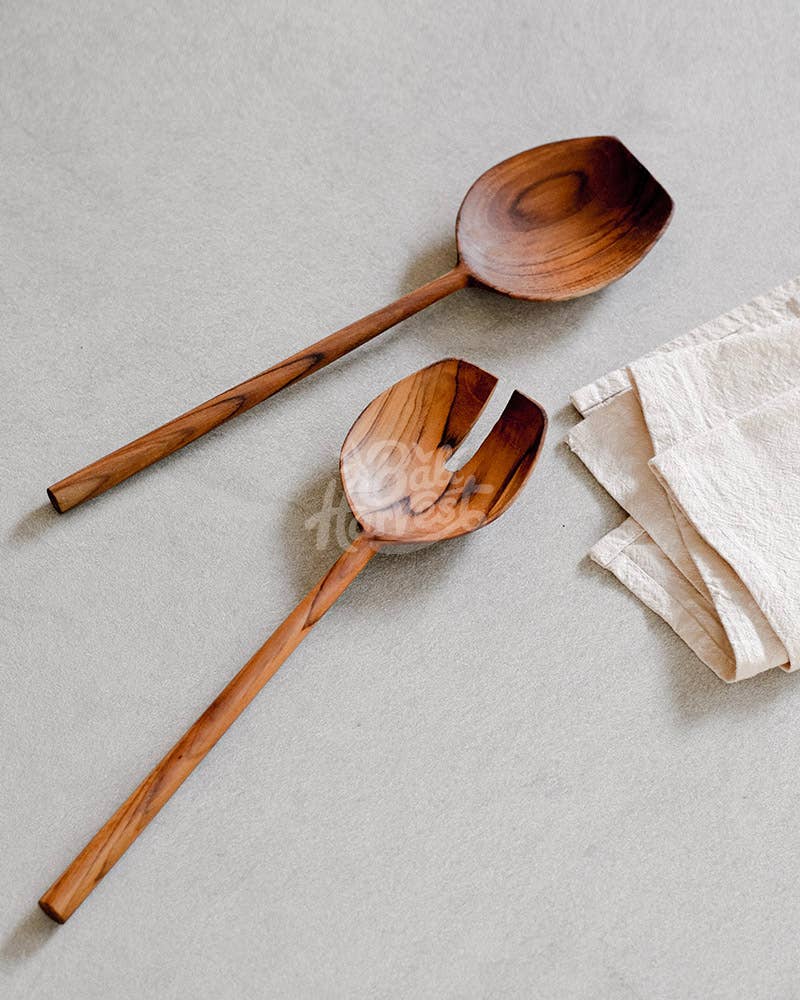 wooden salad server set the eumundi trading co