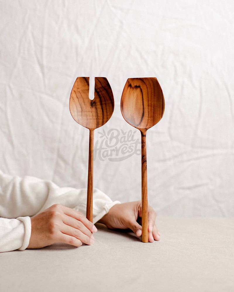 wooden salad server set the eumundi trading co